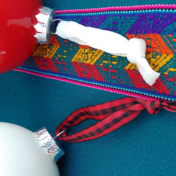 Rae Dunn Set of Two Ceramic Christmas Sphere Ornaments in White & Red - Picture 11 of 11